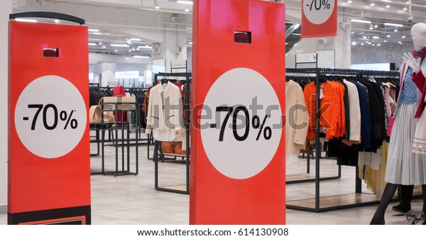 70 off sale banner\
at the clothing store