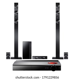 7.1 Channel Home Theater System Isolated. Data Surround Speakers. Acoustic Audio Sound Stereo System. Loudspeakers. Entertainment System. 350W Soundbar System With Wireless Subwoofer