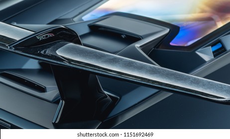 7/14/18 - Hoboken,NJ - The All New 2018 Lamborghini Huracan Performante In Nero Nemesis With Blue Accents. Aero Dynamics.