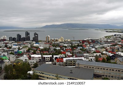 The 73 M High Tower Of Hallgrimskirkja, Iceland´  S Largest Church, Offers A Great View Of The Sea Of Houses In Reykjavik