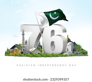 76th Independence day of Pakistan celebration.  - Shutterstock ID 2329399357