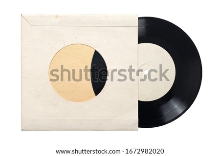 7-inch vinyl single record in cardboard cover isolated on white background 