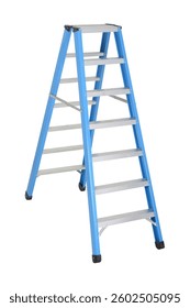 Escalera de aluminio doble de 7 pasos azul