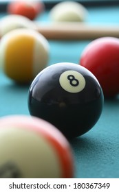 8 ball on pool table