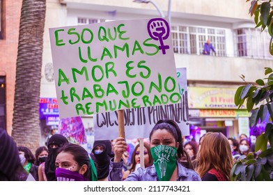 8 MARCH - 2021 - Women international day march at Bogotá Colombia
