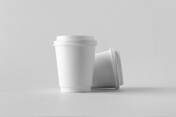 12 oz white coffee paper cup mocku featuring advertising, background ...