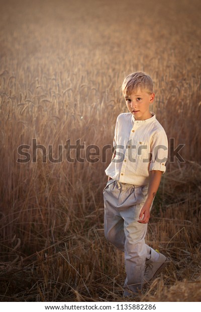8 Year Old Cute Boy Blonde Stock Photo Edit Now 1135882286