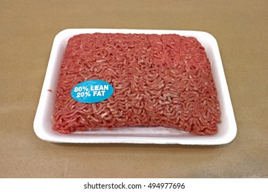 80 percent raw ground beef in container