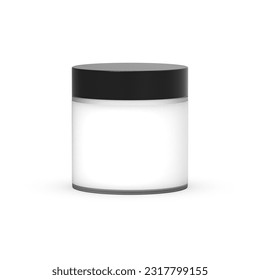8oz glass body butter jar with black lid and label