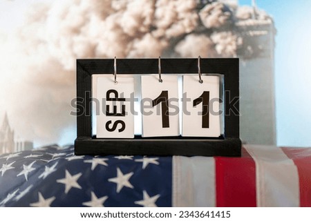 9 11 Calendar with the date of September 11, Patriot Day. We will never forget the terrorist attacks of september 11, 2001 Stock photo © 