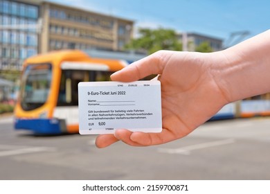 9 Euro ticket for public transportation to help consumers with rising energy prices in Germany (Transl.: Valid nationwide for any number of journeys in all local trains and transport associations) - Shutterstock ID 2159700871