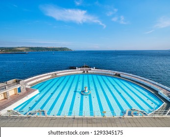 9 June 2018: Plymouth, Devon, UK - Tinside Lido, The 1935 Art Deco Lido Beside Plymouth Sound.