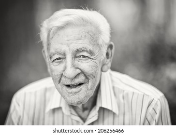 90 Year Old Elder Senior Man Black And White Portrait