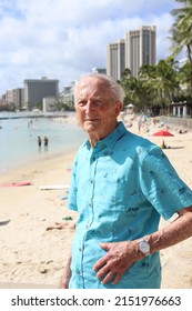 90 Year Old Man Looking Out At The Beach