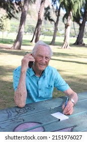 90 Year Old Man Talking On A Cell Phone