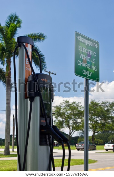 9/06/2019 Miami Springs,\
FL-Charge Point EV charger at municial golf course for patrons or\
general public
