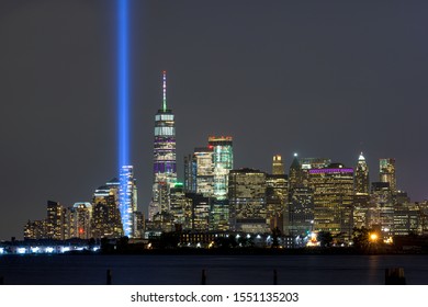 911 Tribute in Light downtown Manhattan