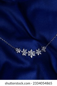 925 Sterling Silver Flower Marquise Diamond Necklace with Swarovski Jewelry Photography