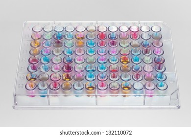 96 Well Microtiter Plate With Colors Fluid