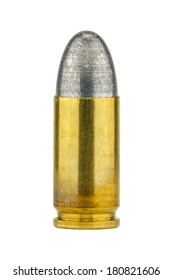 9mm Bullet Isolated On White Background