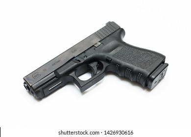 9mm Glock 19 Handgun On White Background