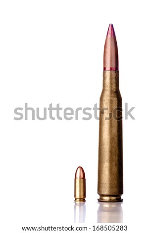 9 mm pistol 12 mm sniper bullets side stock photo edit now