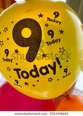 9th Birthday Yellow Balloon Text