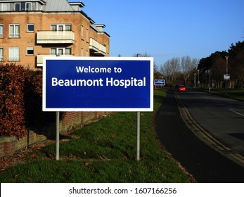 9th December 2019, Dublin, Ireland. 'Welcome To Beaumont Hospital' Sign At The Entrance To The Hospital Off Beaumont Street, Dublin, Ireland. 