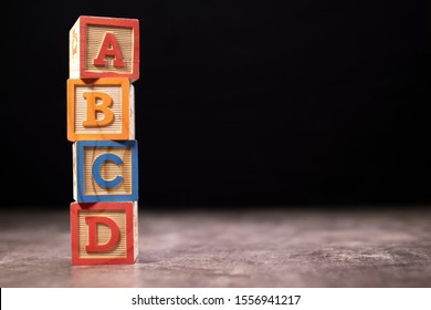 A, B, C And D Wooden Blocks