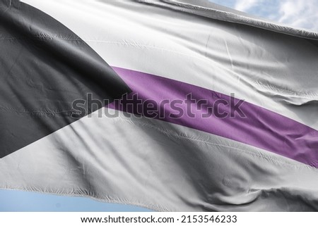 a, in which the black chevron represents asexuality, gray represents gray asexuality and demisexuality, white represents sexuality, and purple represents community