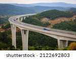 A1 Highway Bridge wrap around a mountain, Kastelec, Slovenia