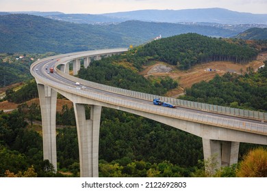 A1 Highway Bridge wrap around a mountain, Kastelec, Slovenia