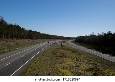 A1, Netherlands - March 23 2020: Almost Empty Highway A1 Because The Corona Crisiscrisis