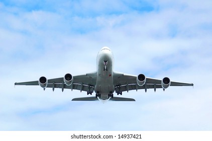 A380 Passenger Aircraft On Landing Approach At Farnborough Airshow 2008