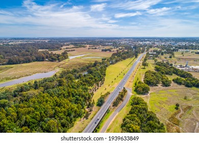 A440 Highway Towards Sale Town In Victoria Australia - Aerial Landscape