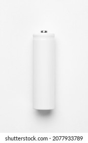 AA Size Alkaline Battery On A White Background. Accumulator. Space For Text.