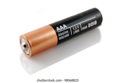 AAA Battery Against White.