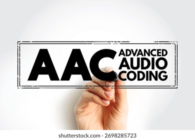 AAC - Advanced Audio Coding is an audio coding standard for lossy digital audio compression, acronym stamp concept background