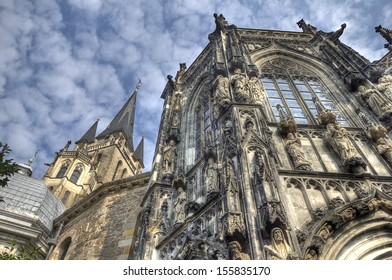 Aachen cathedral of Charlemagne against a blue sky in Germany