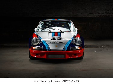 Aachen, Germany, June 14, 2013: Arranged Street Shot Of An Historic Martini Racing Porsche 911. 