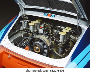 Aachen, Germany, June 14, 2013: Arranged Street Shot Of An Historic Martini Racing Porsche 911. 