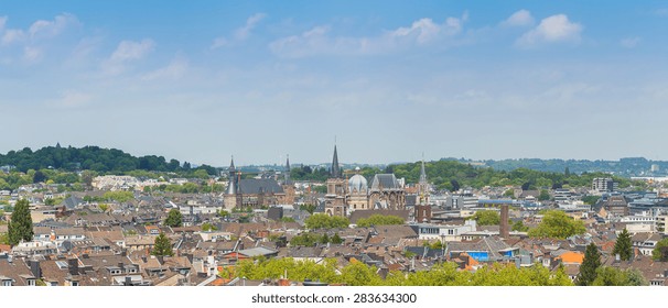 Aachen skyline with cathedral and town hall