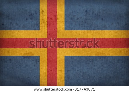 Aaland flag pattern on fabric texture,retro vintage style