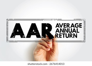 AAR - Average Annual Return acronym text stamp, business concept background
