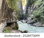 The Aare River Canyon or Aare Gorge in the Haslital Alpine Valley and in the Bernese Highlands - Meiringen, Switzerland (Aareschlucht im Haslital und im Berner Oberland - Schweiz)