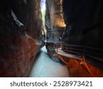 The Aare River Canyon or Aare Gorge in the Haslital Alpine Valley and in the Bernese Highlands - Meiringen, Switzerland (Aareschlucht im Haslital und im Berner Oberland - Schweiz)