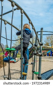 Aarhus Denmark, 1 May 2021 Children And Parents Play On The Park's Playground