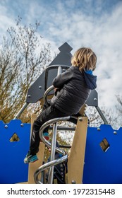 Aarhus Denmark, 1 May 2021 Children And Parents Play On The Park's Playground