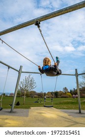 Aarhus Denmark, 1 May 2021 Children And Parents Play On The Park's Playground