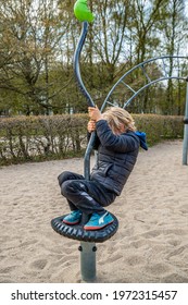 Aarhus Denmark, 1 May 2021 Children And Parents Play On The Park's Playground